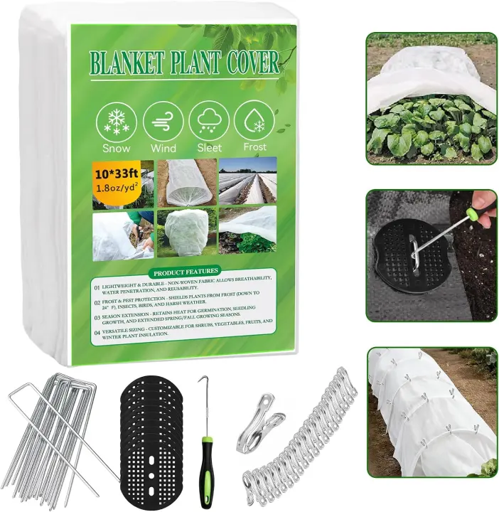 10 ft x 33 ft Garden Frost Cloth Freeze Protection Kit (1.8 oz/yd²)