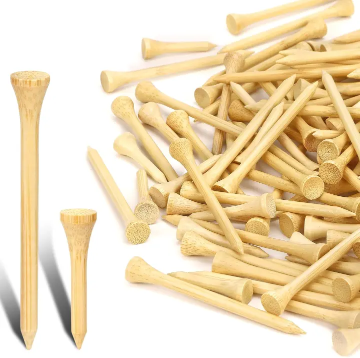 100-Pack Bamboo Golf Tees — Mixed 3-1/4 in & 1-1/2 in