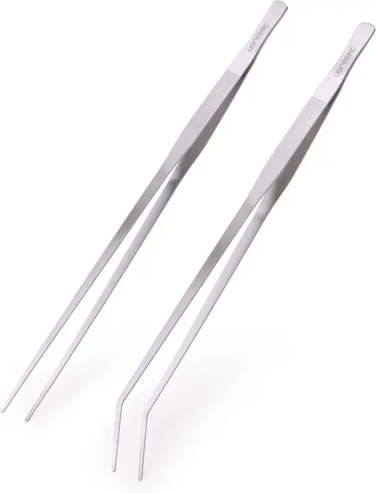 18-Inch Straight & Curved Aquarium Tweezers Set — Stainless Steel Tools