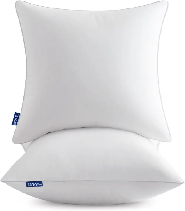 18x18 Inch Decorative Pillow Inserts — Pack of 2 with Woven Covers