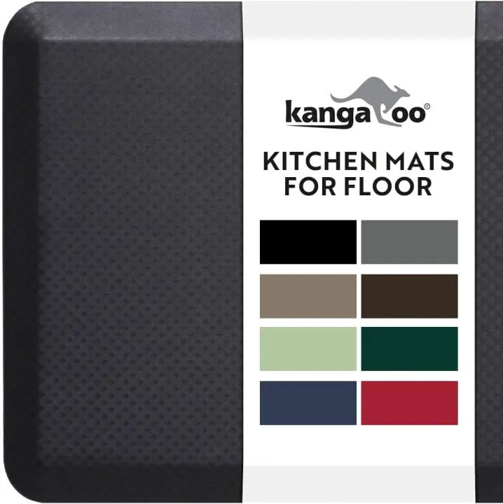 3/4-Inch Cushioned Anti-Fatigue Kitchen Mat — Black