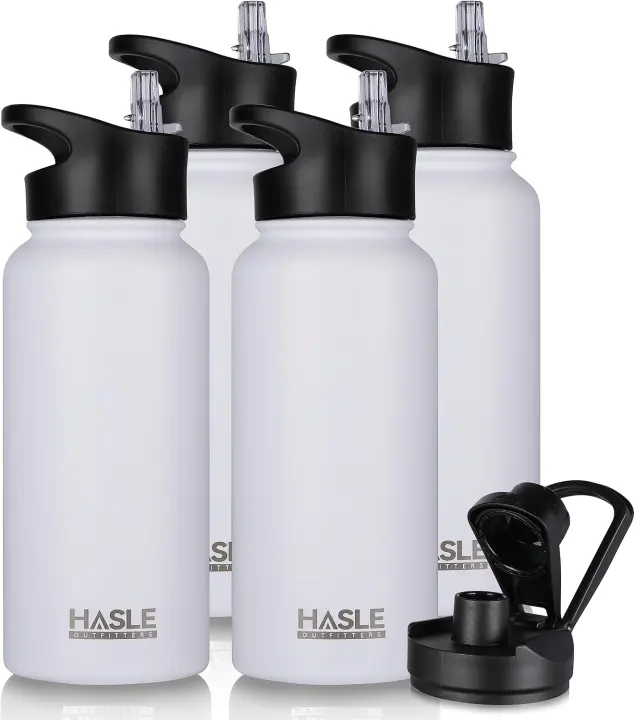 32 oz Insulated Stainless Steel Water Bottle with Two Lids (Straw & Spout)