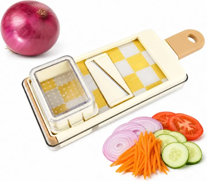 4-in-1 Handheld Mandoline Slicer with Collection Container & Guard
