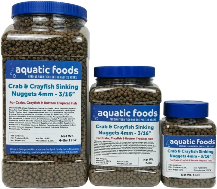 4mm–3/16" Sinking Crab & Crayfish Protein Nuggets — 10 oz Jar