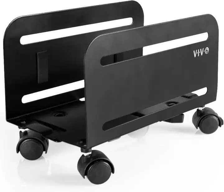 Adjustable Rolling Mid-Tower PC Cart — Fits 4.7–8.2 in Cases
