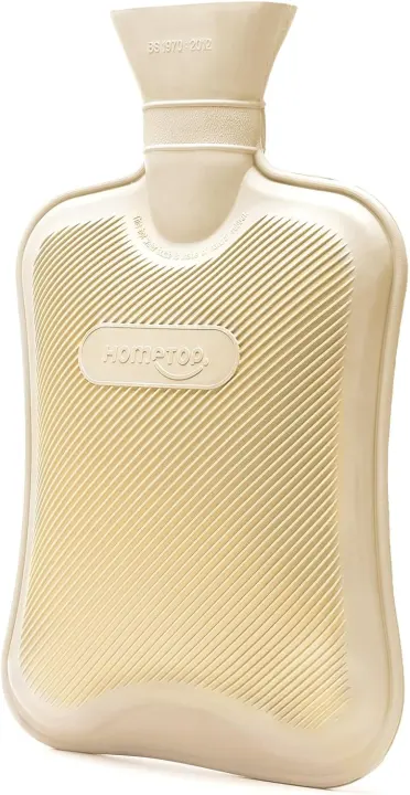 Classic Rubber Hot Water Bottle — Cream White Heat Bag