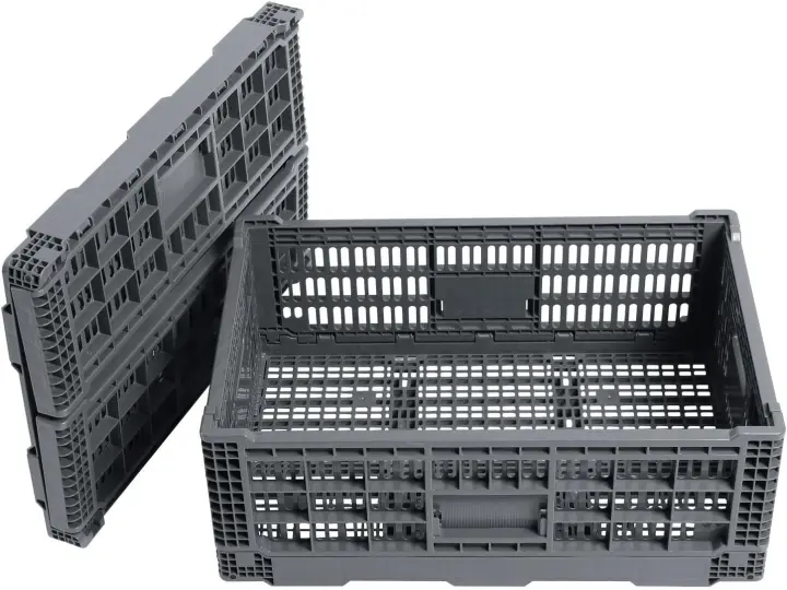 Collapsible 52L Plastic Crate — Heavy‑Duty Foldable Bin (Gray)