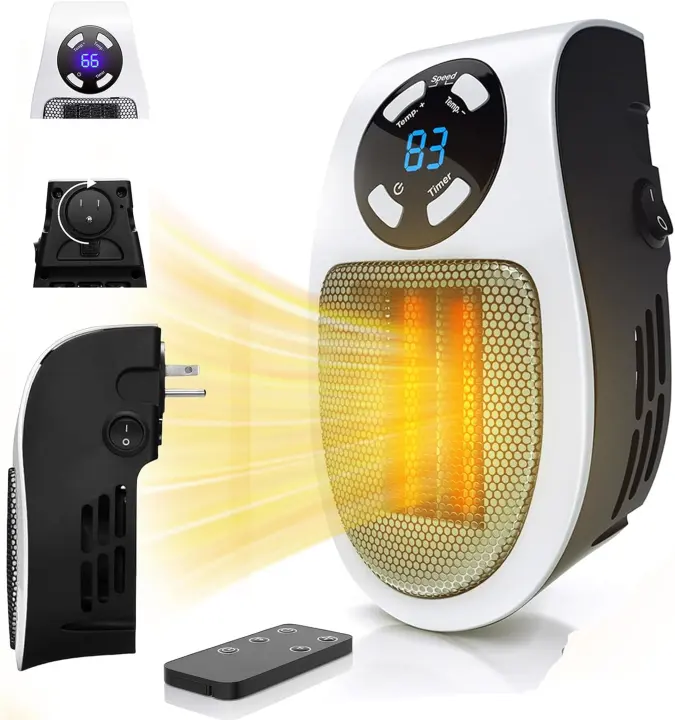 Compact 450W Plug-In Space Heater with Thermostat, Timer & Remote