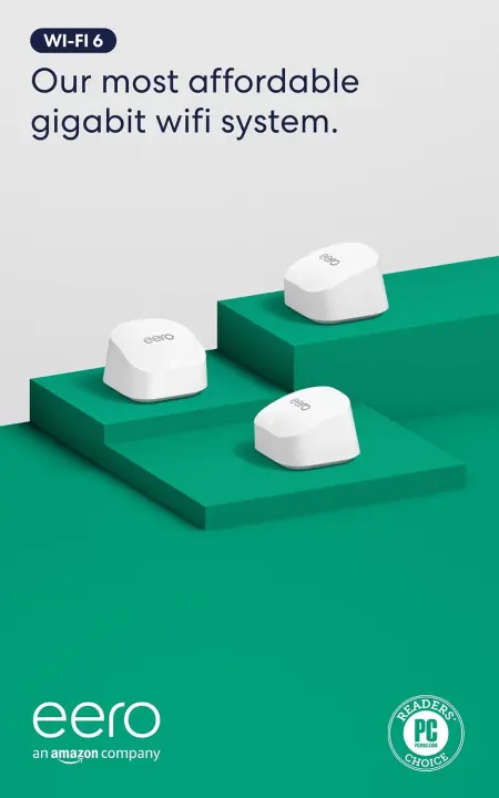 eero 6+ Mesh Wi‑Fi System (3-Pack) — Gigabit, 4,500 sq ft, 75+ Devices