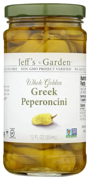 Jeff's Garden Greek Golden Whole Peperoncini — 12 oz Jar