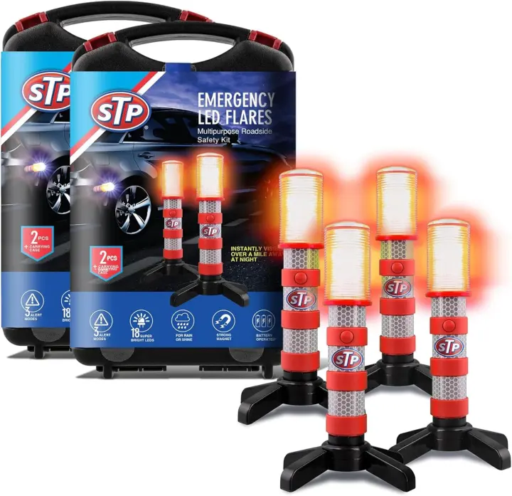 LED Road Flares — Emergency Vehicle Safety Lights (4-Pack)