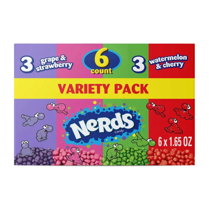 NERDS Variety Pack Candy — Grape/Strawberry & Watermelon/Cherry, 6-Pack