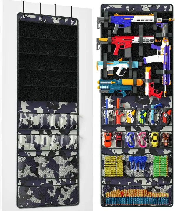Over-the-Door Toy Gun Organizer — Camouflage Hanging Organizer