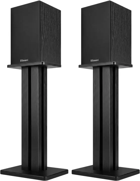 Pair of Wooden Speaker Floor Stands — 22.64 in, Black