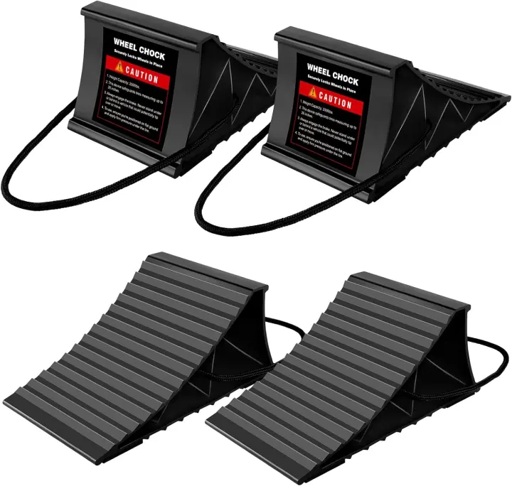 RV & Trailer Wheel Chocks — 4-Pack Non‑Slip Plastic Stoppers