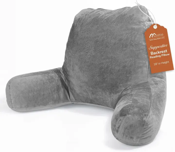 Sasttie Reading Pillow for Bed — Dark Gray Backrest Support