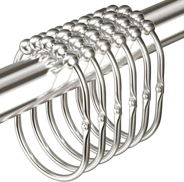Stainless Steel Shower Curtain Rings — Decorative Rust-Resistant Hooks