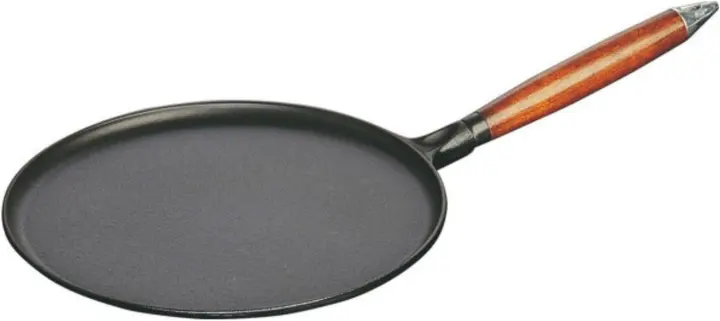 Staub 11-inch Cast Iron Crepe Pan with Spreader & Spatula — Matte Black