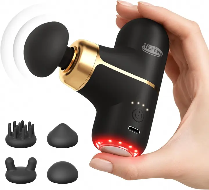 Ultra-Compact Mini Massage Gun with Heat & Red Light (Travel Percussion)