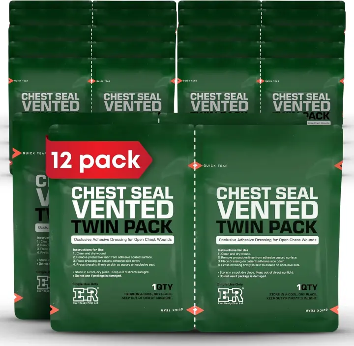 Vented Chest Seal — 6.6" Hydrogel Occlusive Dressing, 12-Pack (24 Units)