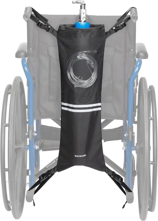 Wheelchair Oxygen Cylinder Holder — Adjustable Tank Bag