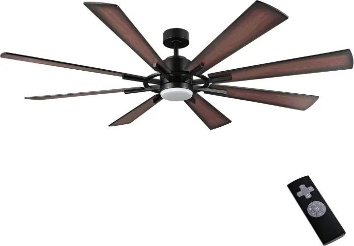 WINGBO 72-inch DC Ceiling Fan with Integrated Light and Reversible Blades