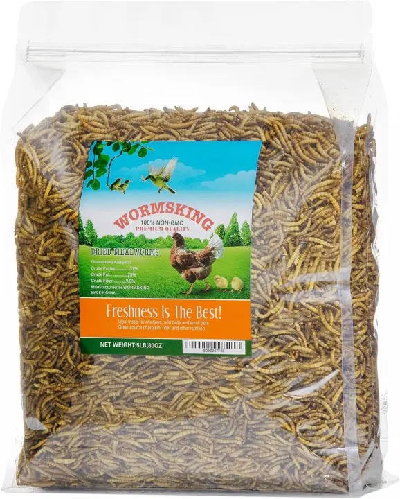 WORMSKING 5 lb Dried Mealworms — Treats for Birds, Poultry & Pets