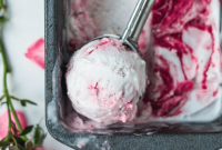 Homemade Vegan Rose and Raspberry Ripple Ice Cream