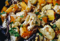 Oven Roasted Vegetables with Creamy Tahini Sauce