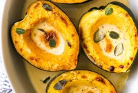 Oven Roasted Acorn Squash with Sage Cream Sauce Recipe