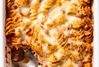 Cheesy Baked Rotini Casserole with Marinara and Mozzarella
