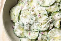 Creamy Cucumber Salad Recipe with Dill and Yogurt