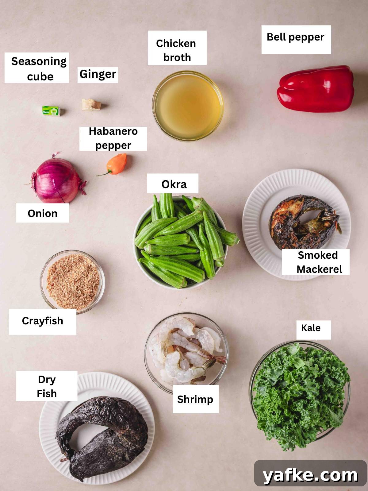 Okro soup ingredients.