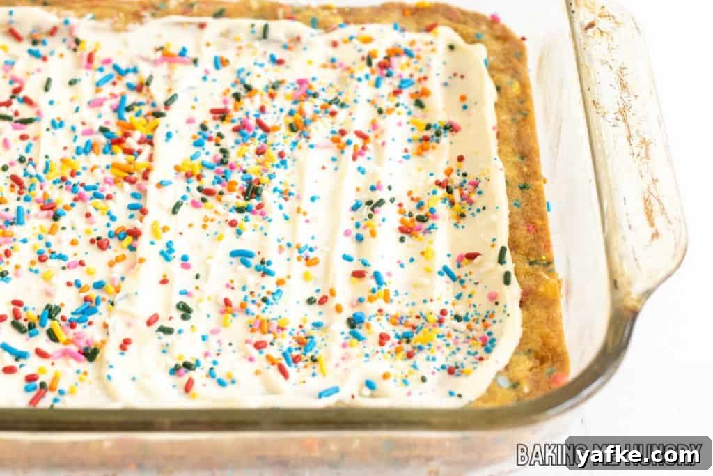 Birthday Cake Blondies Recipe with Sprinkles 11 white chocolate and sprinkles added as topping