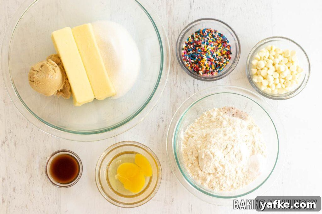Birthday Cake Blondies Recipe with Sprinkles 4 ingredients in small bowls