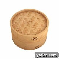 10 Inch Natural Bamboo Steamer 2 Tiers + Lid + 50 Wax Papers, 2 Pair Chopsticks