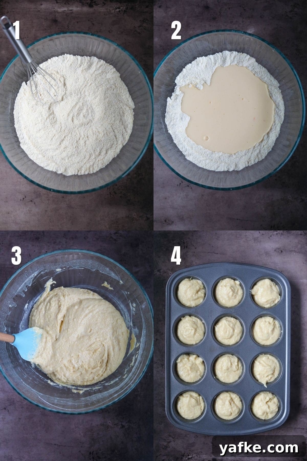 Moist Southern Sweet Cornbread Muffins Recipe 4 Step-by-step images for making buttermilk cornbread muffins.