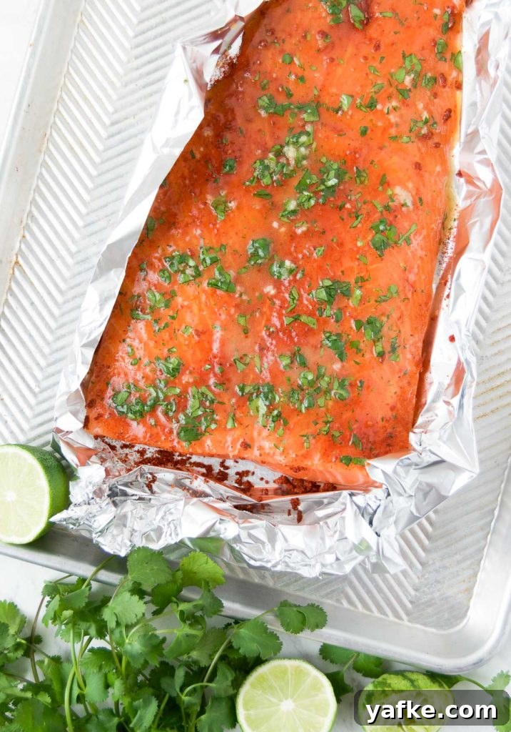 Zesty Oven-Baked Lime Salmon with Garlic and Herbs 5 lime salmon basted with honey-butter and cilantro