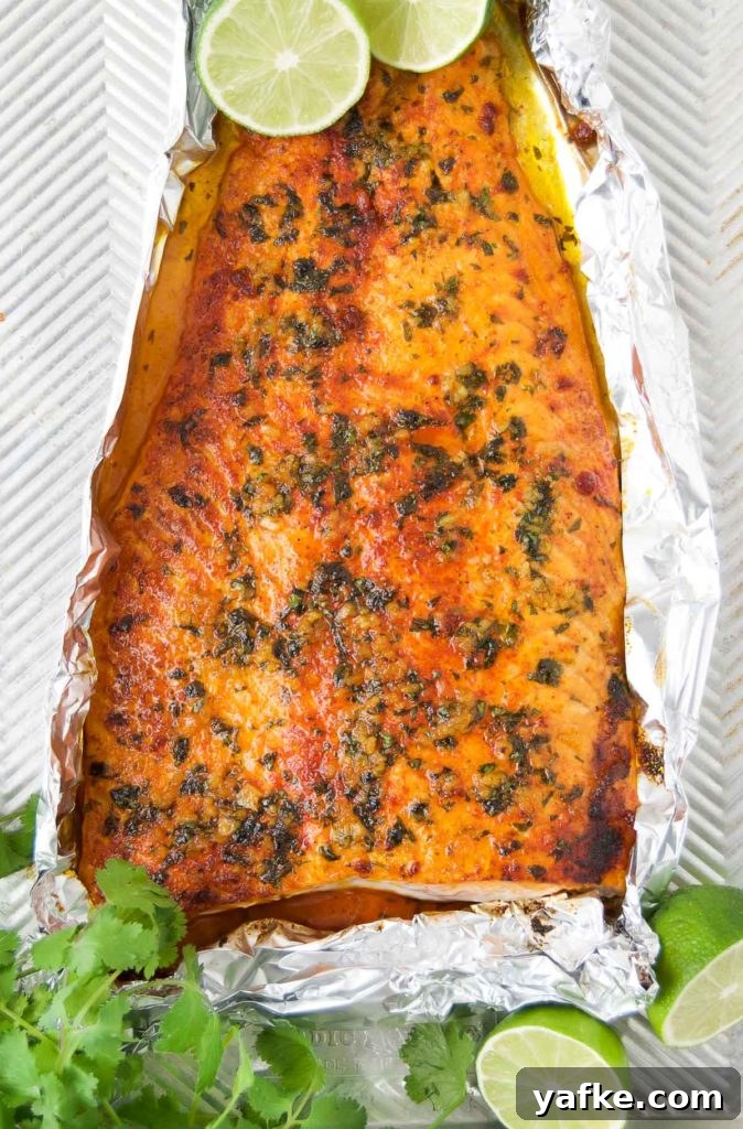 Zesty Oven-Baked Lime Salmon with Garlic and Herbs 6 Baked Lime Salmon on a baking sheet