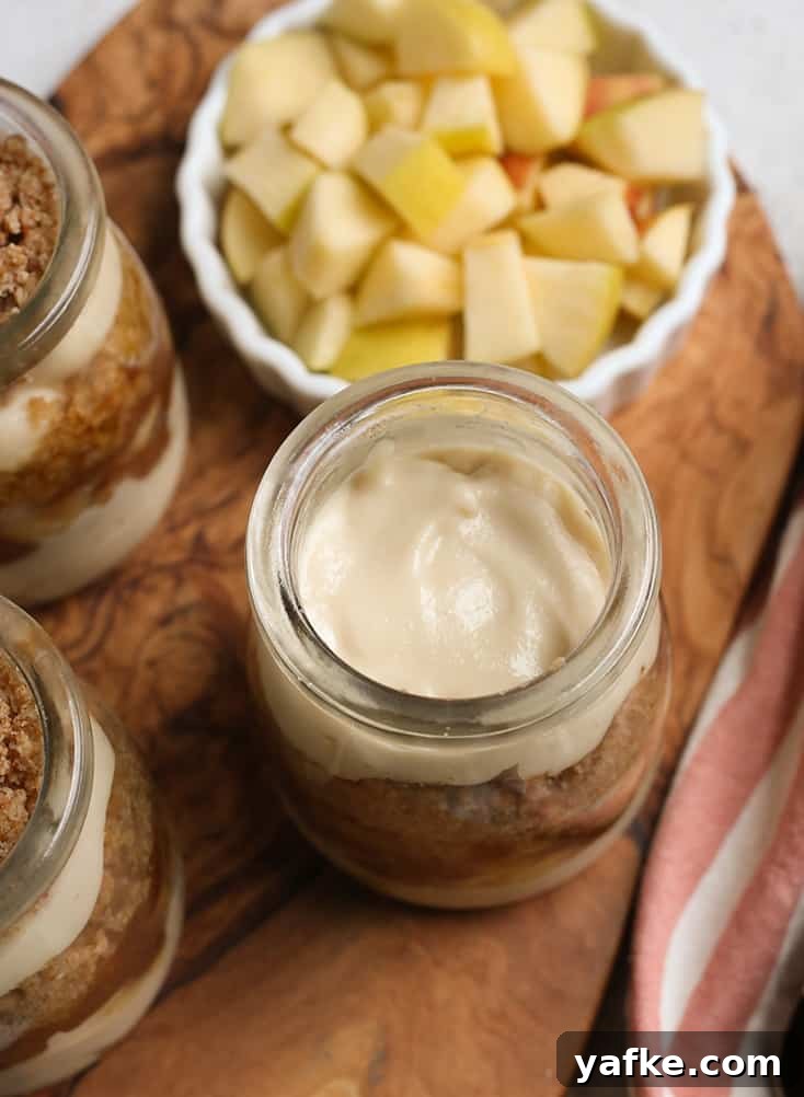 Paleo and Vegan Caramel Apple Parfaits Recipe 3 top view paleo caramel apple parfaits
