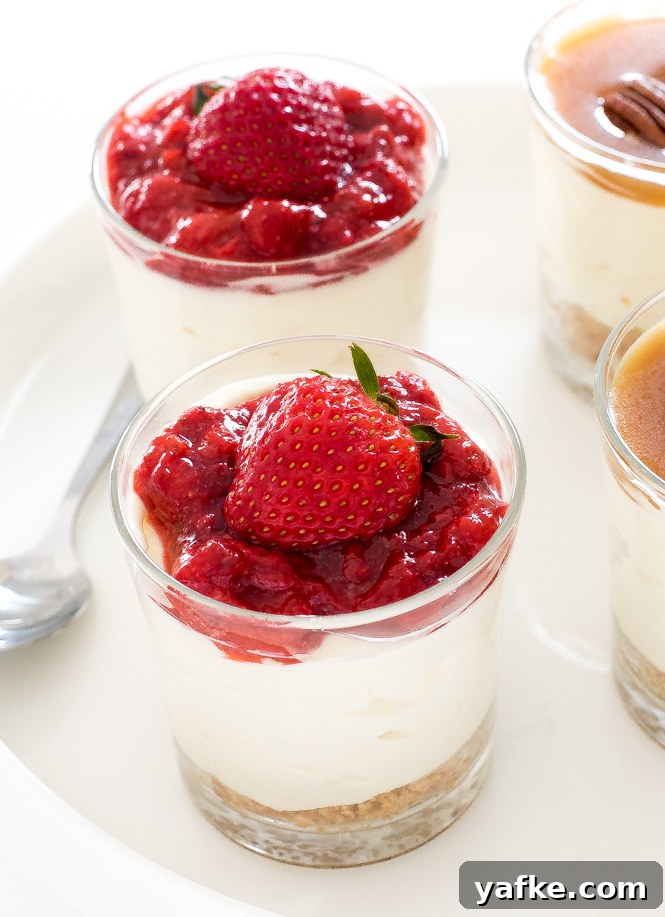 No-Bake Vanilla Cheesecakes No Bake Mini Cheesecakes on white tray