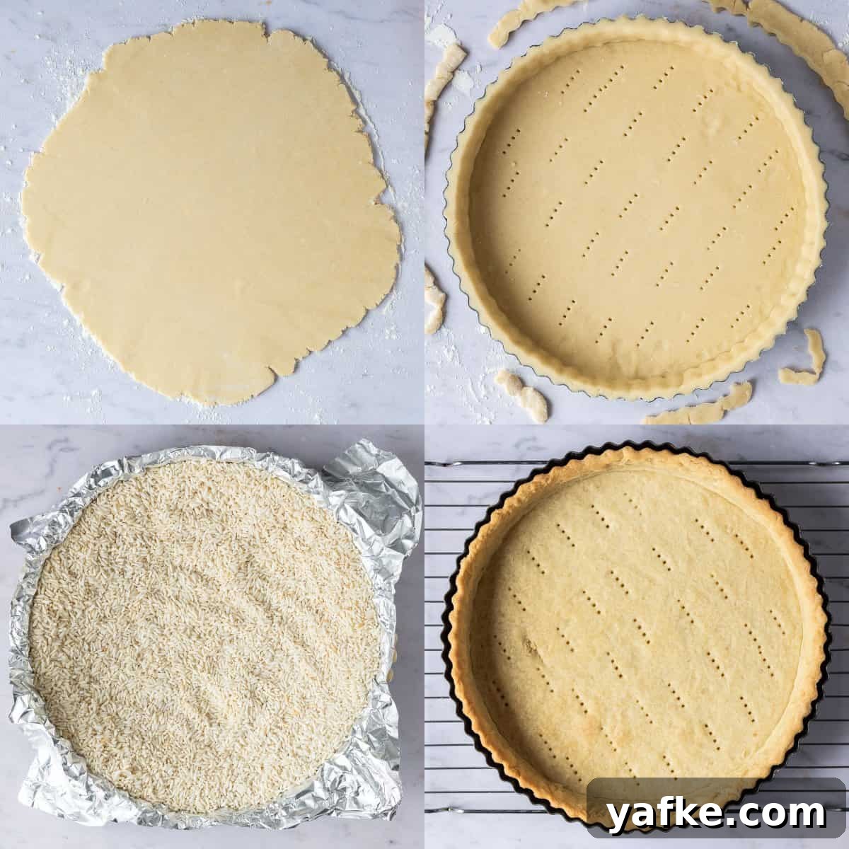 Vegan Bakewell Tart with Raspberry Jam and Almond Frangipane 3 step 2 - blind baking the pastry