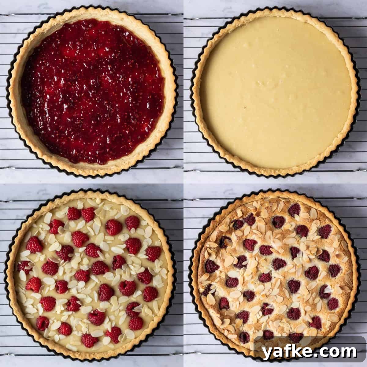 Vegan Bakewell Tart with Raspberry Jam and Almond Frangipane 5 step 4 - assembling and baking the tart