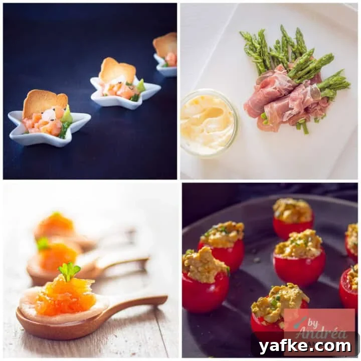 Collage of small amuse-bouche appetizers