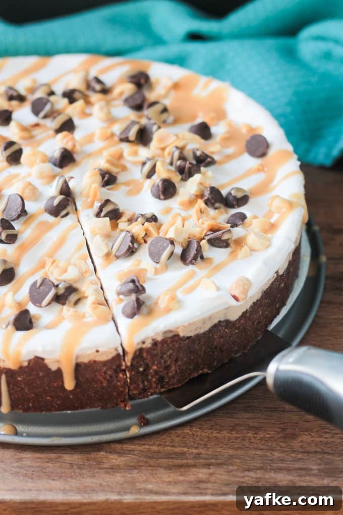2017's Most Popular Plant-Based Recipes 2 One slice being removed from a Frozen Peanut Butter Chocolate Chip Pie
