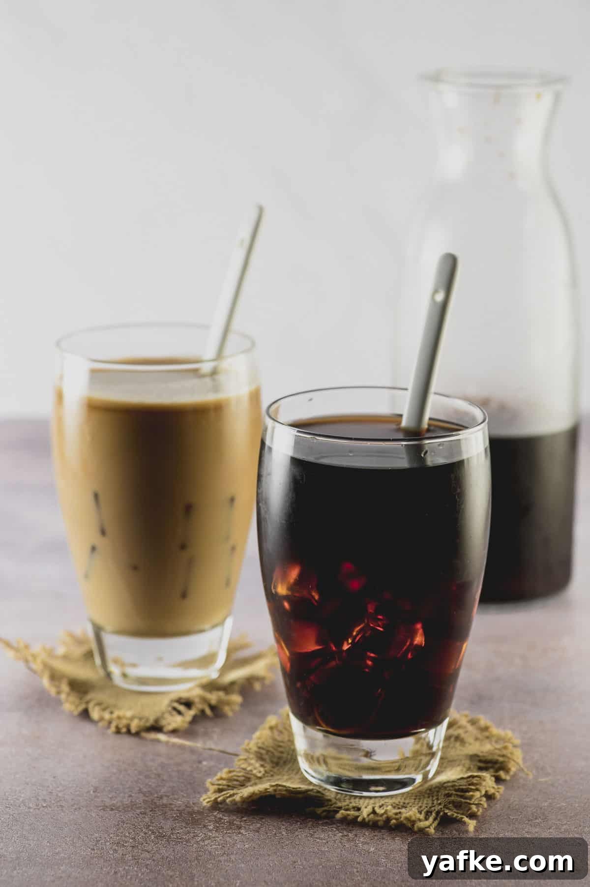 Cold Brew Coffee at Home: Smooth Concentrate in 12 Hours 6 two cups of cold brew and a pitcher