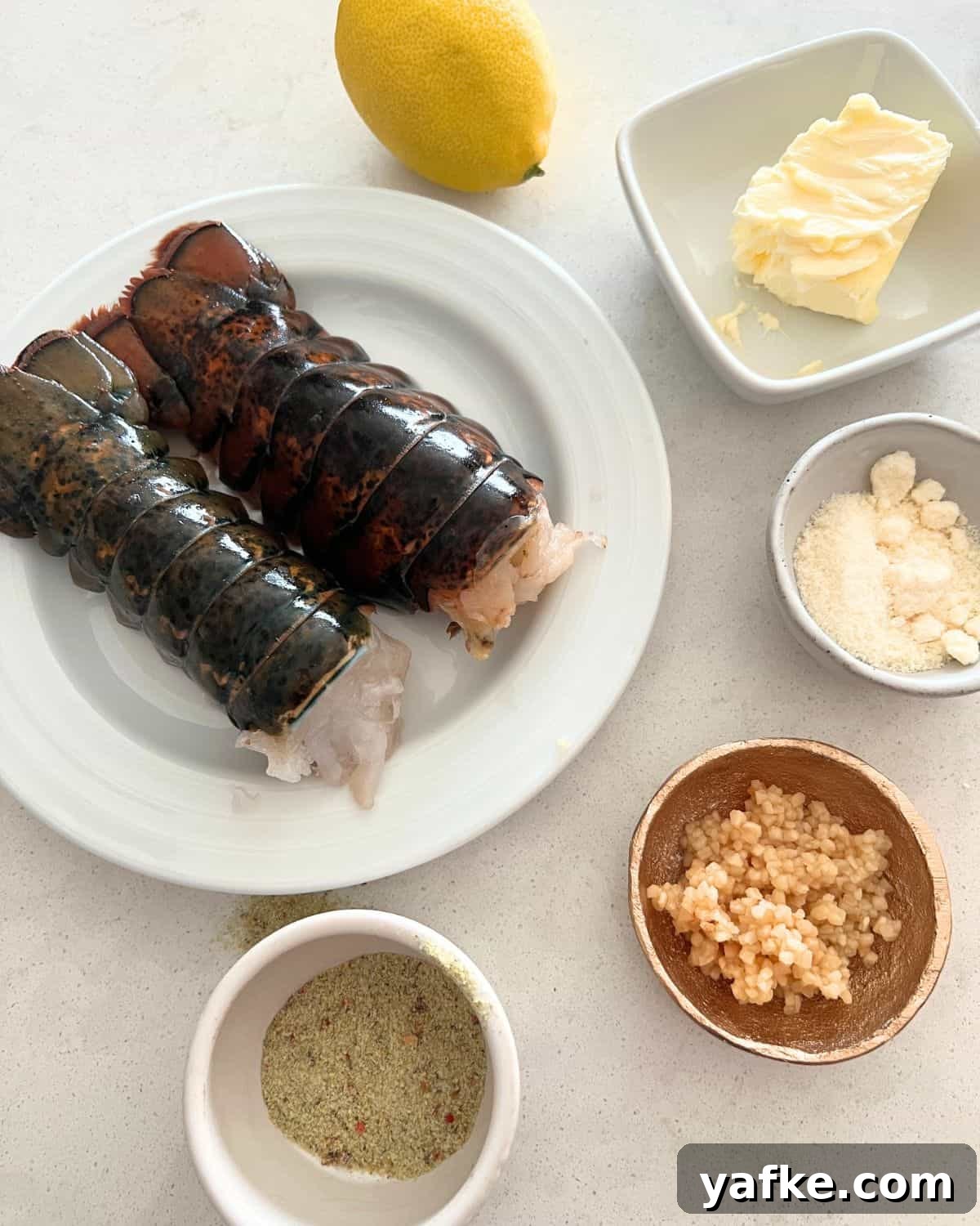Oven-Baked Lobster Tails with Garlic Butter 2 Ingredients needed for baked lobster tails.
