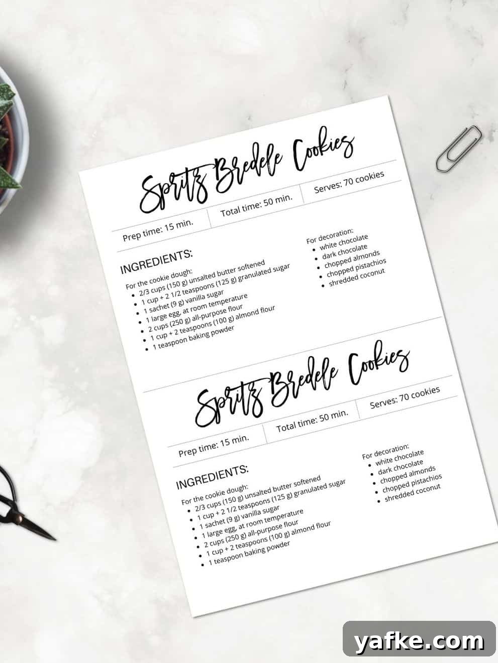 DIY Christmas Cookie Box: Step-by-Step Gift Guide 6 Spritz Bredele Recipe Card Mockup