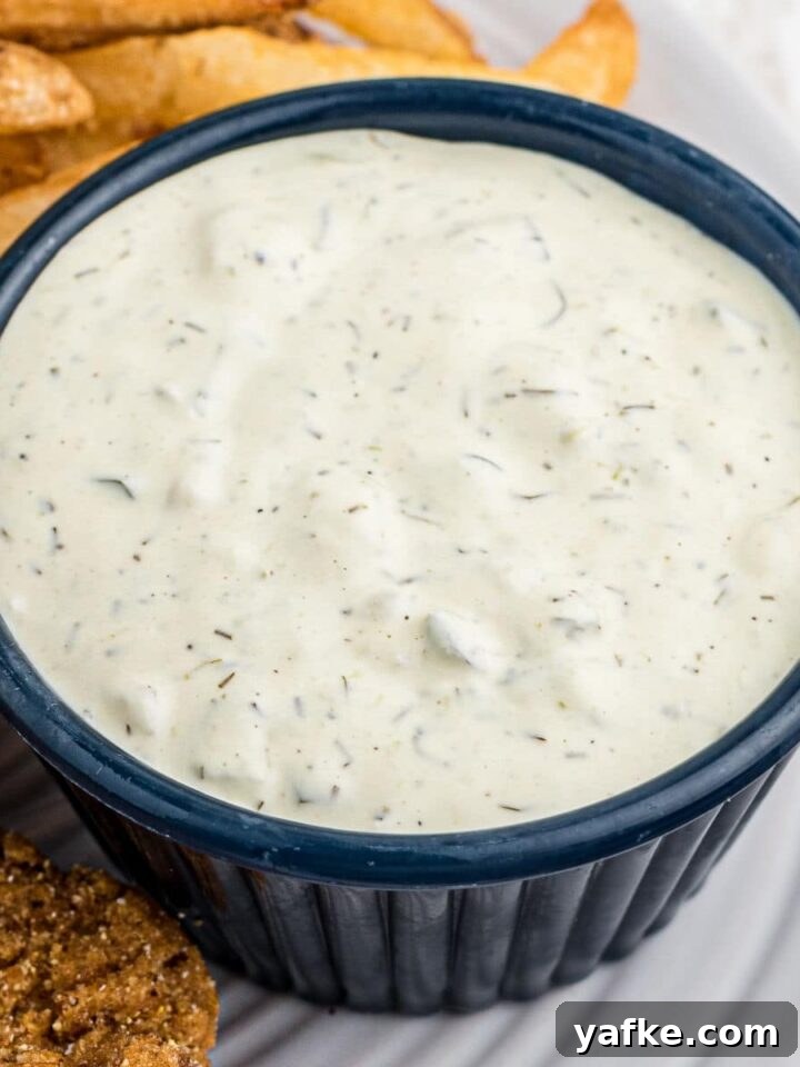 Close up of a dish of southern tartar sauce.