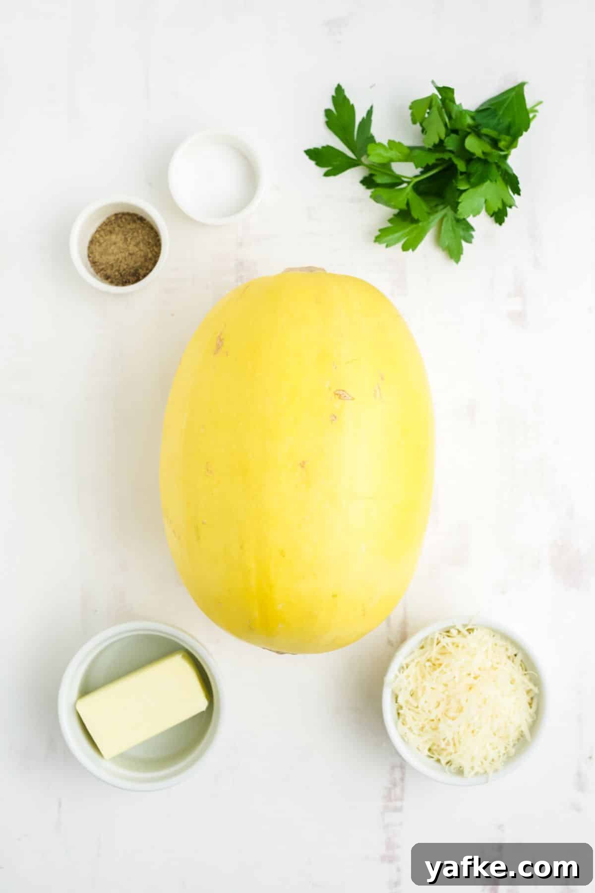 Slow Cooker Spaghetti Squash Recipe 3 Ingredients to cook spaghetti squash in the slow cooker on the table before cooking.